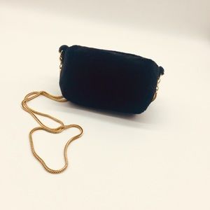 Forever 21 Black Faux Fur Velvet Cross Body Bag